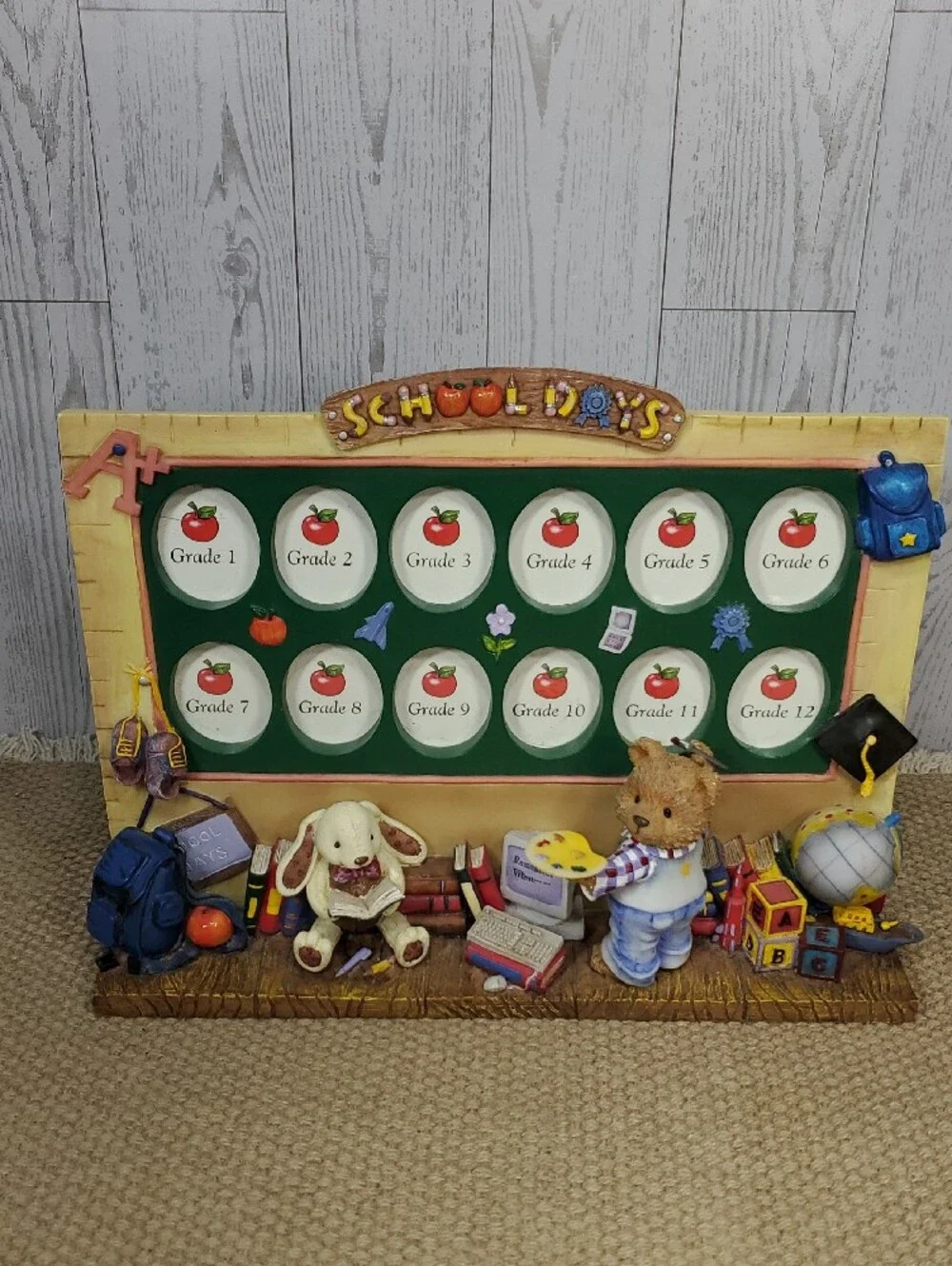 School Days Picture Frame Bear and Bunny Grades 1-12